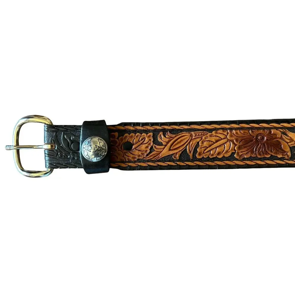 Hand‑Tooled USA‑Made Western Leather Belt